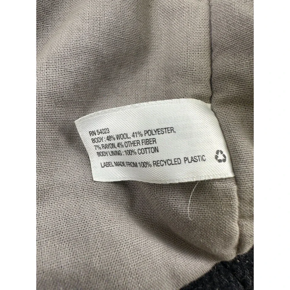 Gap Kids Boys Gray Herringbone Coat Zip Wool Blend Snap Mock Neck Kids Small 6-7
